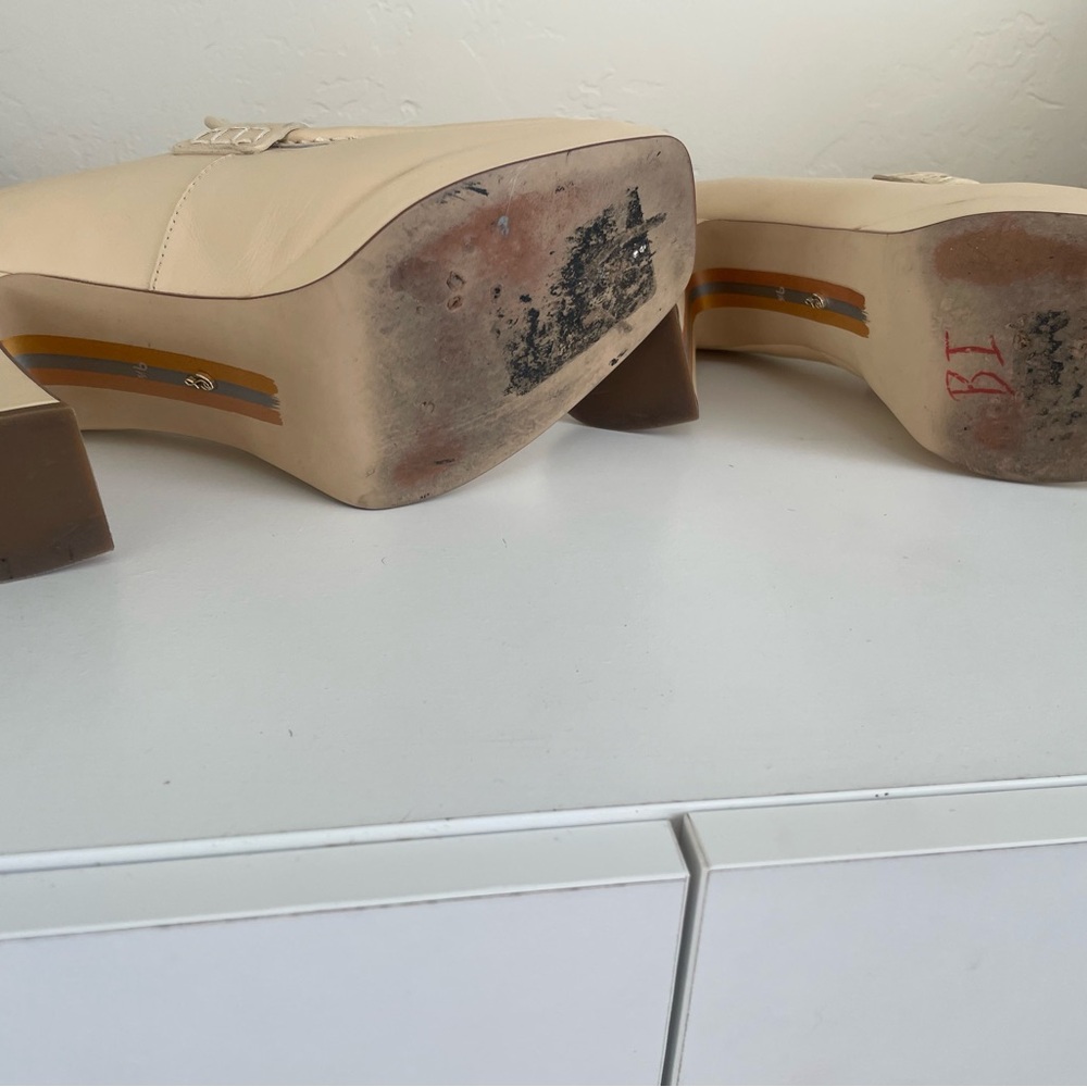 Sam Edelman Cream Heeled Loafers - Picture 5 of 14